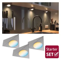 Paulmann CC Start Trigo Unterbauleuchte 3er Set 2.10 W Warmweiß Nickel