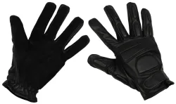 Lederhandschuhe, schwarz, mit Polsterung, Wildlederbesatz