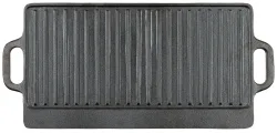 Grillplatte, Gusseisen, 2 Griffe, ca. 50 x 23 x 1,5 cm