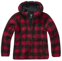 Brandit - Women Teddyfleece Jacket Hooded red/black