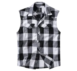 Brandit - Check Shirt Sleeveless white/black
