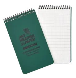 Modestone - Wasserfester Notizblock mit Lineal 76x130mm, 50 Blatt (grün)