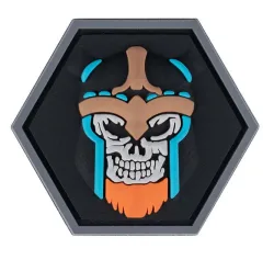 Klettabzeichen Hexagon skull viking - color