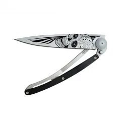 Deejo Klappmesser - Tattoo Totenkopf grau 37g