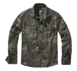 Brandit - Slim Fit Shirt Long Sleeve woodland
