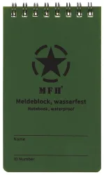 Meldeblock, wasserfest, klein, Spiralbindung, 7,5 x 13 cm