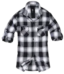 Brandit - Women Amy Flannel Shirt Long Sleeve white-black