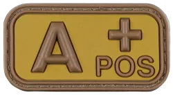 Klettabzeichen, braun-khaki, Blutgruppe 