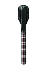 AKINOD - Besteckset 12H34, Hochglanz Schwarz, Blauer Tartan