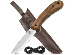 BeaverCraft - BSH2 Bushcraft-Messer mit Lederscheide (Kohlenstoffstahl)