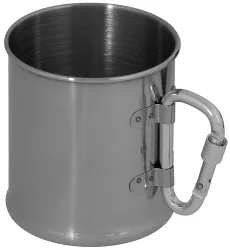 Tasse, Edelstahl, Karabiner, einwandig, ca. 220 ml