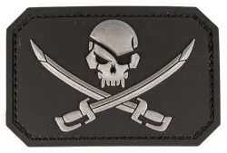Klettabzeichen skull with swords - schwarz
