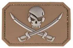 Klettabzeichen skull with swords - dark coyote