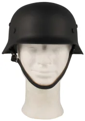 Stahlhelm WW II, schwarz, mit Leder-Innenteil