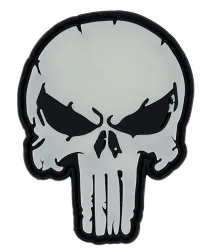 Klettabzeichen Punish Totenkopf - glow in the dark
