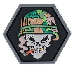 Klettabzeichen Hexagon skull Vietnam ace - color