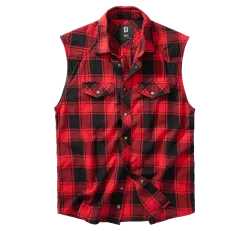 Brandit - Check Shirt Sleeveless red/black