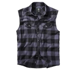Brandit - Check Shirt Sleeveless black/grey