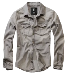 Brandit - Riley Denim Shirt Long Sleeve grey denim