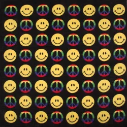Bandana, smiley & peace, Gr. 55 x 55 cm, Baumwolle