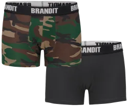 Brandit - Boxer Shorts Logo 2 Pack woodland-black