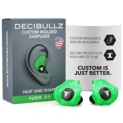 Decibullz - Custom Molded Earplugs Gehörschutzstöpsel grün (SNR=27db)