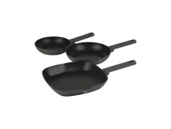 Berlinger, Küchenbedarf, Berlinger Haus 3-teiliges Bratpfannen Set Ø 20/24cm + 28 Grillpfanne matt Anthracite Collection, Produkte & Wohnen