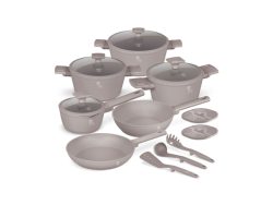 Berlinger, Küchenbedarf, Berlinger Haus 15-teiliges Kochgeschirr-Set matt Taupe Collection, Produkte & Wohnen