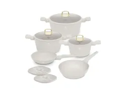 Berlinger, Küchenbedarf, Berlinger Haus 10-teiliges Kochgeschirr-Set matt cream Sahara Collection, Produkte & Wohnen