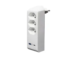 BRENNENSTUHL - Abzweigstecker 3-fach drehbar bis 300° ohne Aufhänger mit USB Typ A und C, 84X84MM
