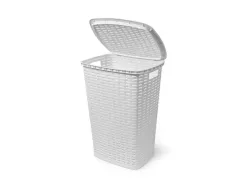 WeberHome, Zubehör Haushalt, WeberHome Wäschebox Flechtoptik 53L weiss, Produkte & Wohnen