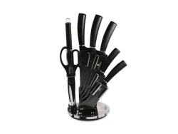 Berlinger, Küchenbedarf, Berlinger Haus 8-teiliges Messerset mit Acryl-Block Black Silver Collection, Produkte & Wohnen