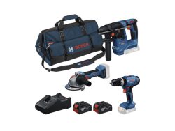 Bosch Professional, Bohren & Schrauben, Bosch 3-teiliges Set 18V GSB + GBH + GWS + 2x GBA 4.0Ah + GAL18V-40 0.615.A50.0AG, Produkte & Wohnen