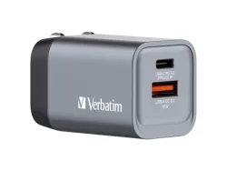 Verbatim GNC-35 GaN Reiseladeadapter 35 W 1x USB-A, 1x USB-C® USB PD, USB PD 3.0, QC 3.0 Grau GaN, mit Europa-Adapter,