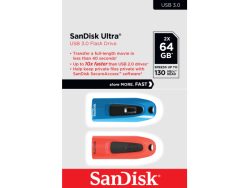 SanDisk -  Ultra USB-Stick 64 GB USB Typ-A 3.2 Gen 1 (3.1 Gen 1) Blau, Rot, Rot Bunt, 64 GB