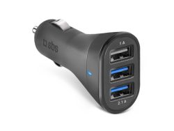 SBS, Schnellladung, Auto-Ladegerät mit drei USB-Ausgängen, Produkte & Wohnen