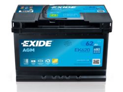Exide, Fahrzeugbatterie,  Start-Stop AGM 12V/62Ah/680A LxBxH 242x175x190mm/B13/S:0, AUTO & BIKE, EK620