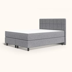 Emma Original Boxspringbett 140x200 cm - hellgrau - Füße Holz - Kopfteil gesteppt