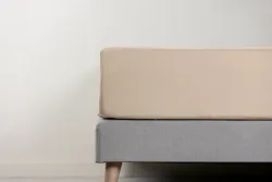 Spannbettlaken 90x200 - 100% Perkal aus natürlicher Baumwolle - Beige