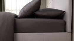 Spannbettlaken 90x200 - 100% Satin aus natürlicher Baumwolle - Dunkelgrau