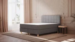 Emma Original Boxspringbett 180x200 cm - dunkelgrau - Füße Holz - Kopfteil gesteppt