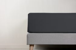Spannbettlaken 90x200 - 100% Perkal aus natürlicher Baumwolle - Dunkelgrau