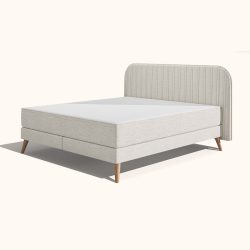 Emma Original Elite Boxspringbett ? Dunkelgrau ? 140x200 cm ? Kopfteil mit Streifen ? Metallfüße