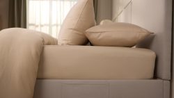 Emma Satin-Baumwolle Spannbettlaken | Beige | 200x200cm