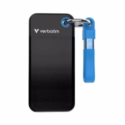 VERBATIM Pocket SSD USB 3.2 Gen 2 256GB Black/Blue – SSD (Solid State Disks) – schwarz / blau
