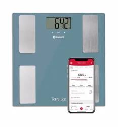 Terraillon 14874 Smart connect Personenwaage – Körperanalysewaage/Körperfettwaage – blau