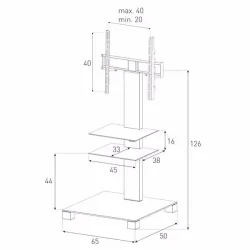 Balcar PL2525-C-INX Möbel PL2525 Klarglas Alu – TV Möbel – metallic
