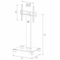 Balcar PL2510-B-INX Möbel PL2510 Schwarzglas Alu – TV Möbel