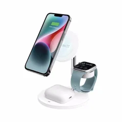Vivanco 3 in 1 wireless chargers stand Kabellose 3-in-1-Ladestation – USB C Kabel/Adapter/Ladegerät – weiss