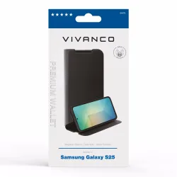 Vivanco Premium Wallet für Galaxy S25 Samsung Galaxy S25 Cover – Handyhülle/Handy Tasche – schwarz